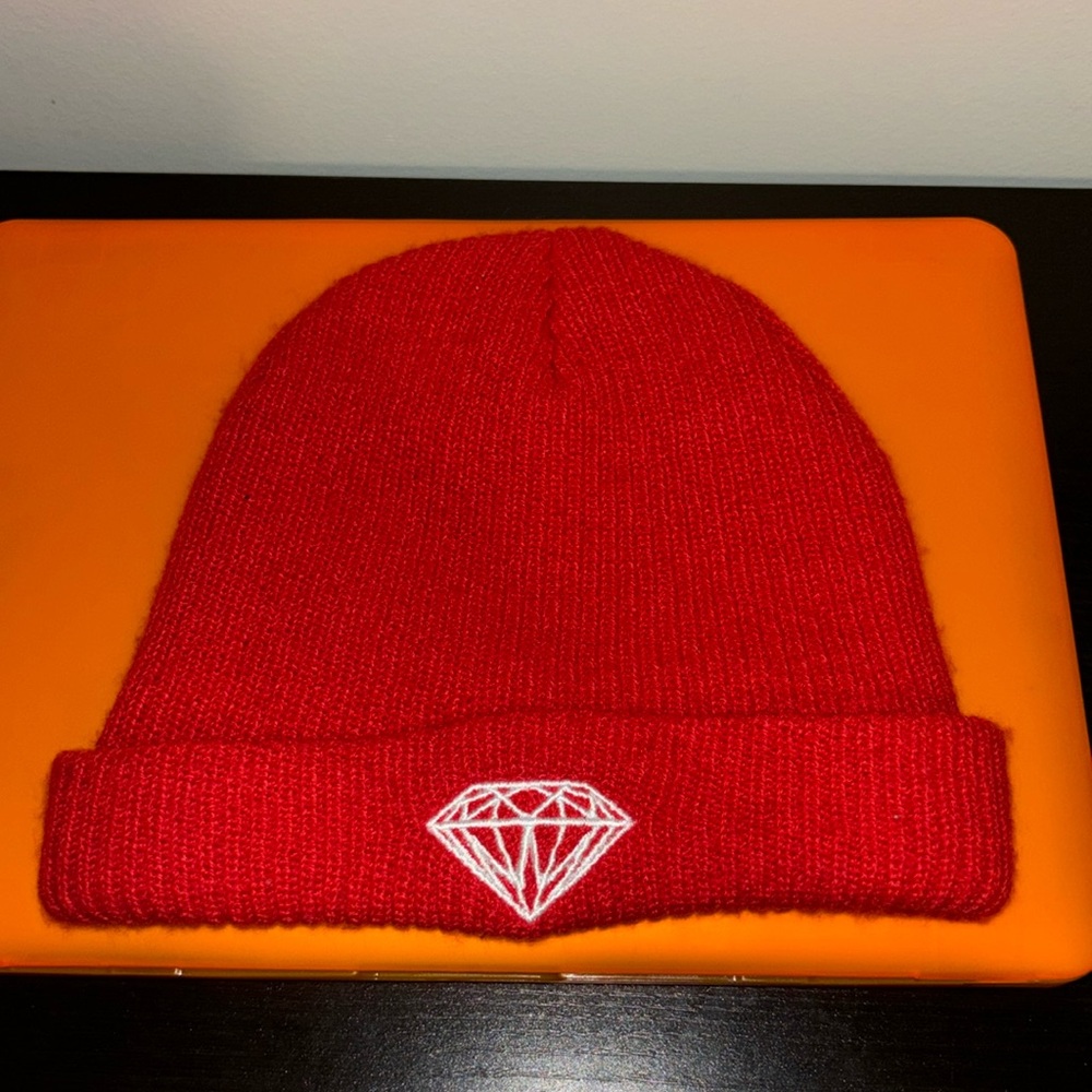 Diamond supply co red beanie